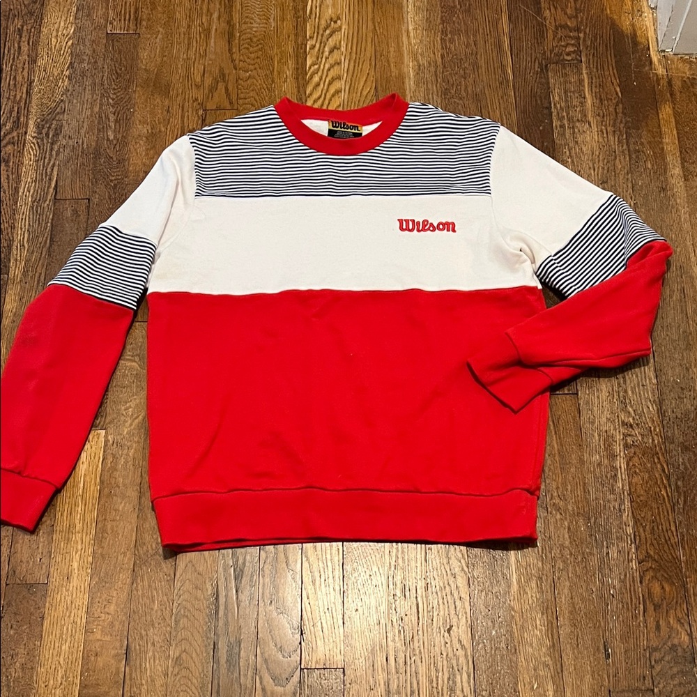 Wilson Men's Red and White Crewneck Sweater